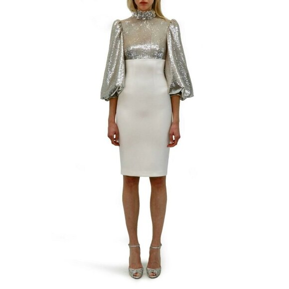Badgley Mischka Collection Sequin High Neck Dress - Picture 1 of 4